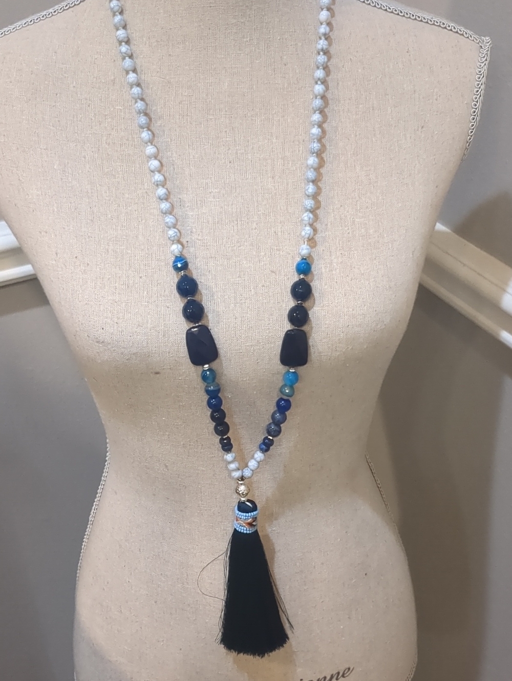Nakamol Beaded Blue Tassel Long Necklace